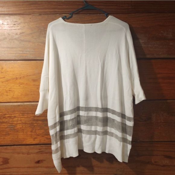 TRINA TURK | KIMONO STYLE SWEATER WITH METALLIC MESH STRIPES - Picture 3 of 6